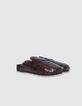 Damen braun geflochtene Lederclogs-4