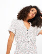 Cremeweißes Kleid, Tupfen- und Palmenprint I.Code-5