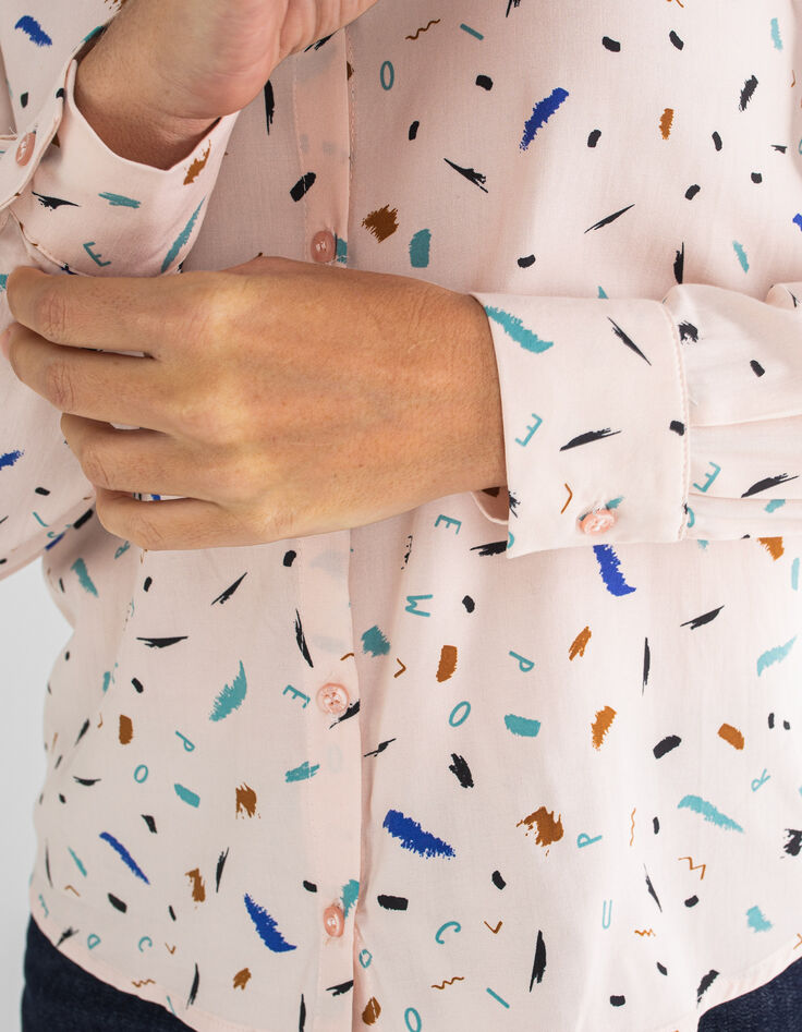 Pinke Bluse mit verspieltem Fleckenprint I.Code-4