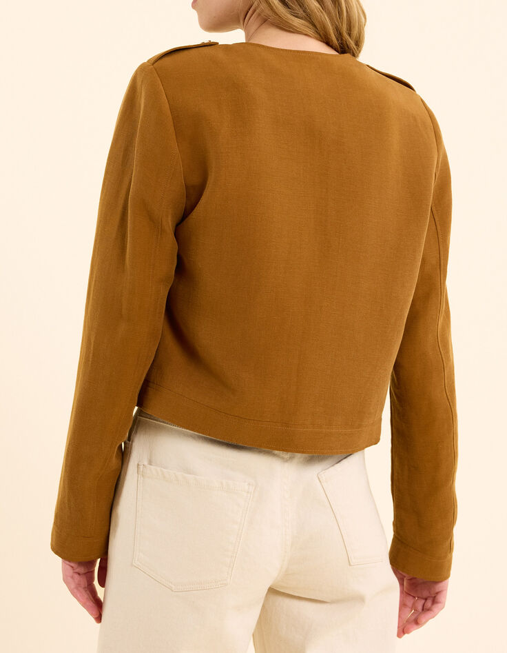 Chaqueta de traje corta cuadrada camel I.Code-3