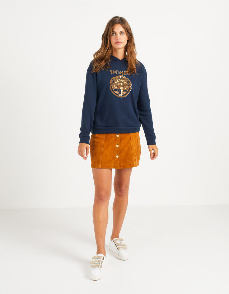 Sudadera navy azul con capucha y mensaje I.Code-5