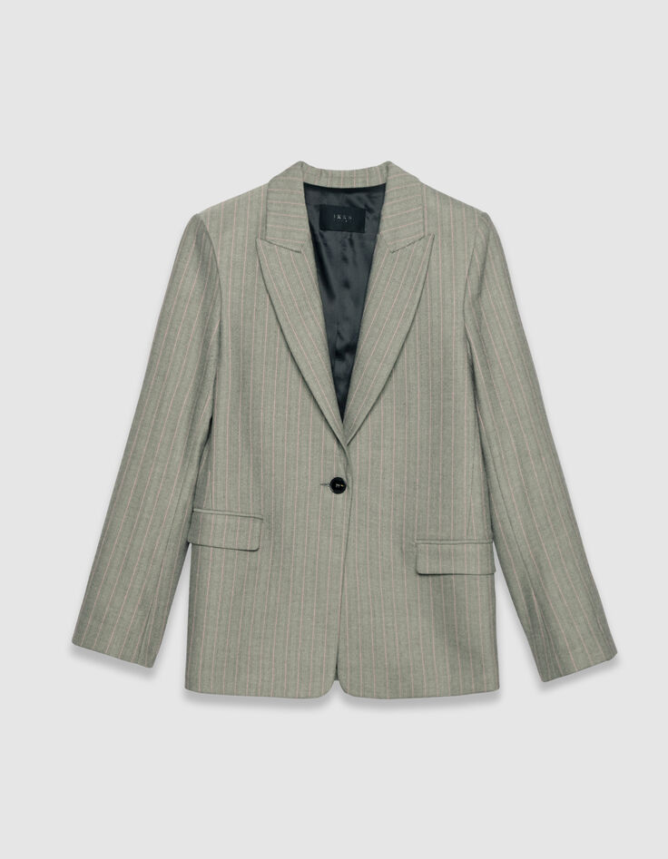Grauer Damenblazer mit rosa Streifen-5