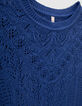 I.Code cobalt knit sleeveless sweater with ruffles-3
