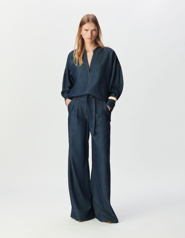 Oversize-Damenbluse aus Lyocell&reg; ungebleichtes Blau-1