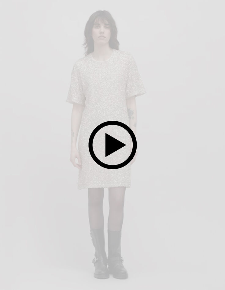 Champagnerfarbenes Kleid mit Paillettenbestickung Damen-6