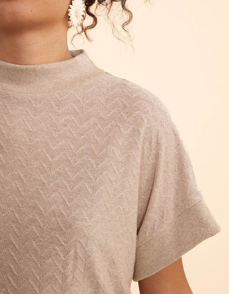 Top beige doré maille motif chevrons I.Code-5