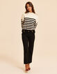 I.Code black cropped flared jeans, double heart belt loops Jessica-1