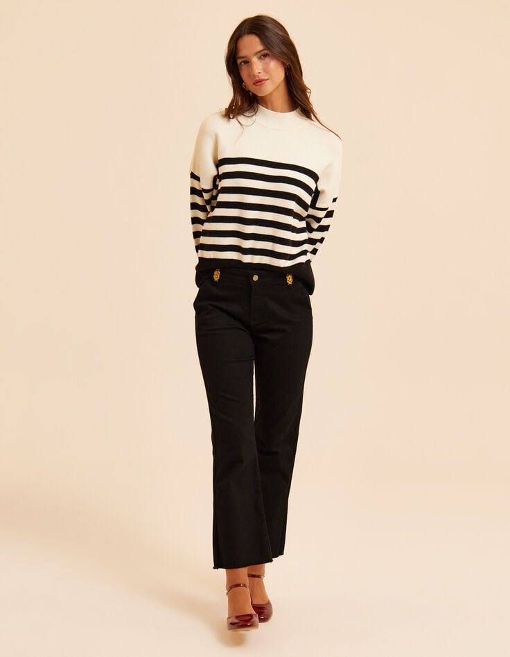 Schwarze Flare-Jeans Cropped doppelte Herzform Jessica I.Code-1 Schwarze Flare-Jeans Cropped doppelte Herzform Jessica I.Code-1