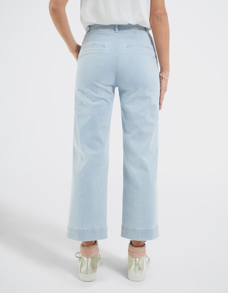 Pantalon large bleu à fines rayures blanches I.Code-3