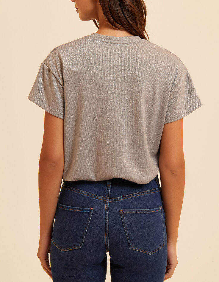 Grijs gebreid metallic T-shirt I.Code-3