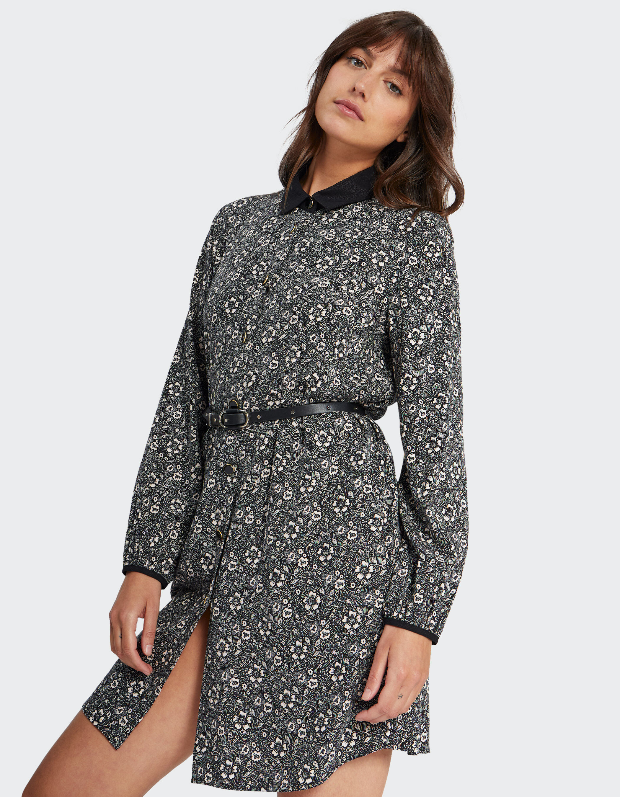 Flower print shirt hot sale dress
