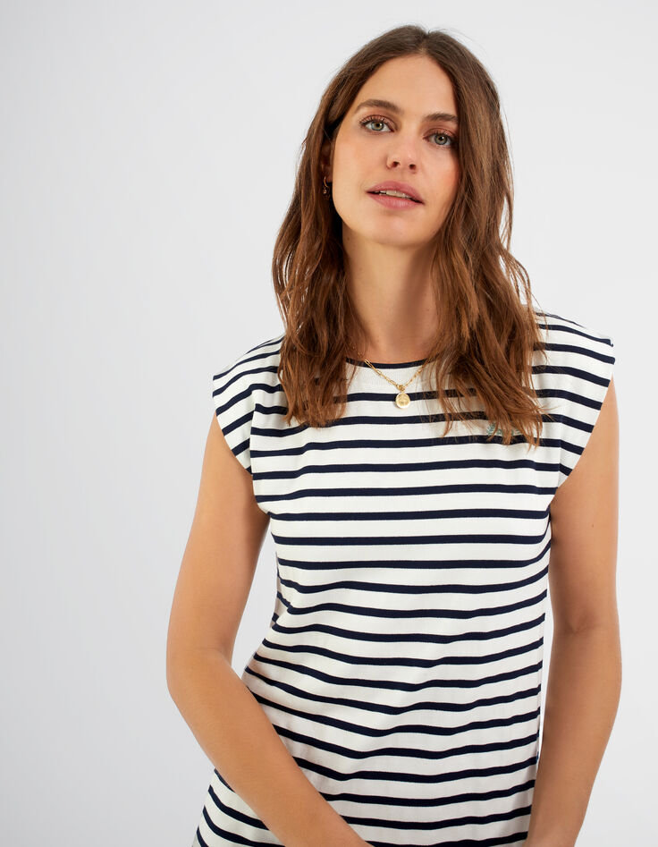 Robe marinière blanc cassé rayée marine I.Code-2