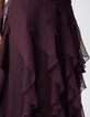 Samtiges burgunderfarbenes langes Kleid mit R&uuml;schen Damen-6