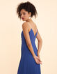 I.Code blue pleated strappy long dress-2