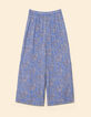 Pantalon large bleu imprimé cachemire floral I.Code-6