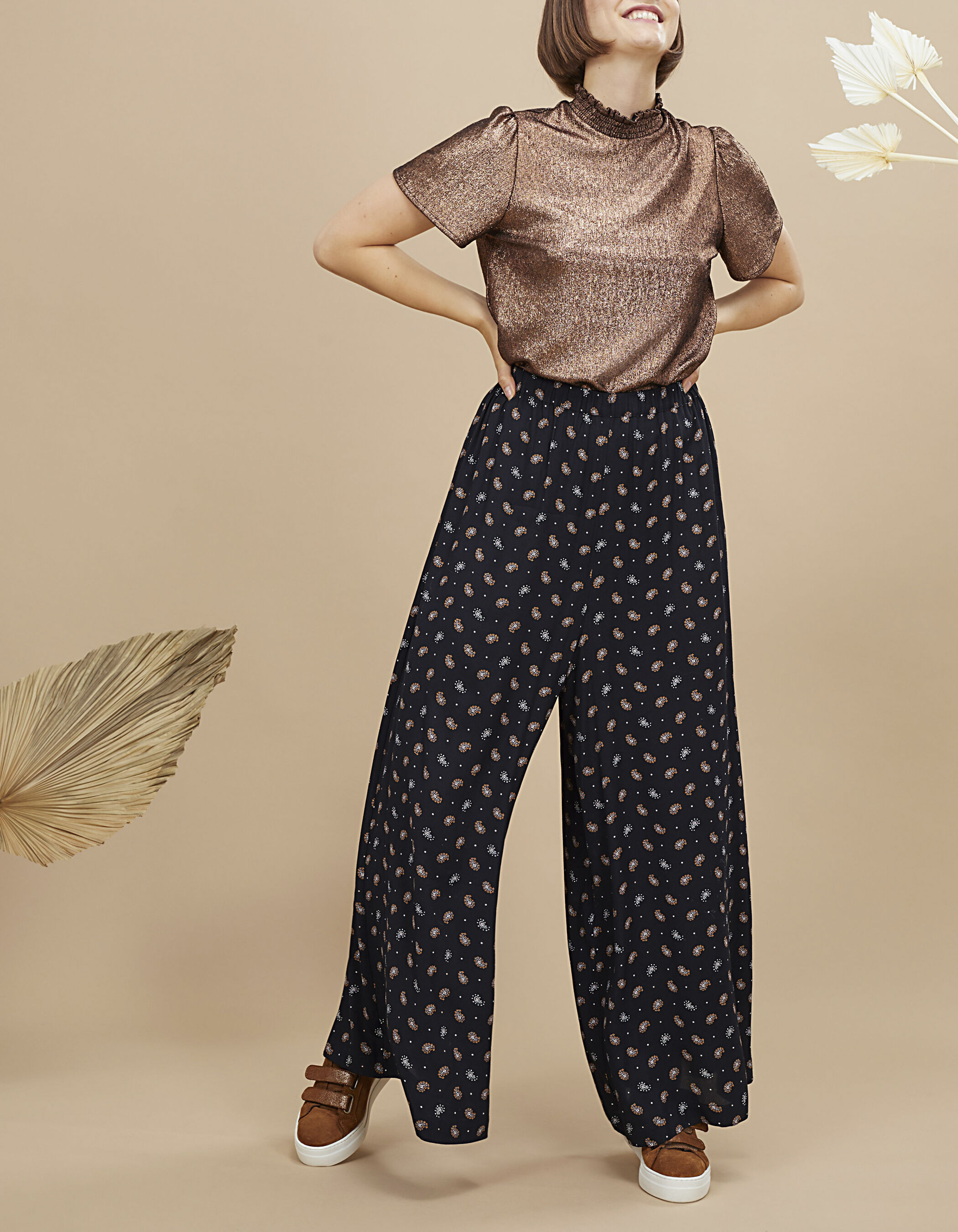 Pantalon large imprime outlet