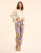 Pantalon large parme imprimé perroquets I.Code-1