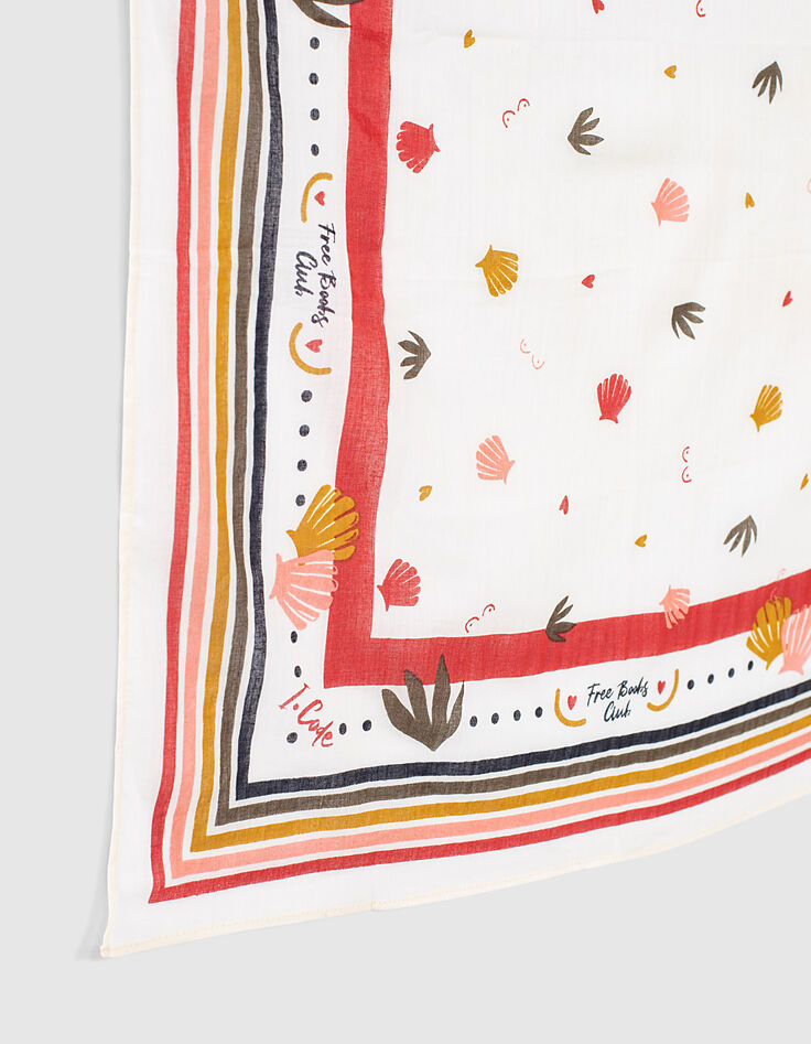 Foulard carré écru à message I.Code-4