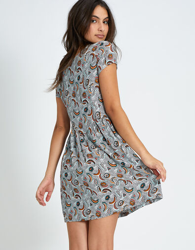 Gebroken witte jurk met bananenwax-print I.Code