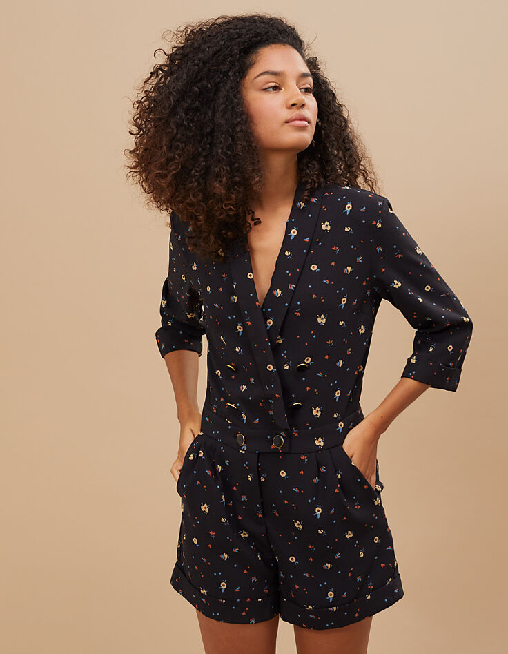 Combi short noire imprimé floral I.Code-2 Combi short noire imprimé floral I.Code-2