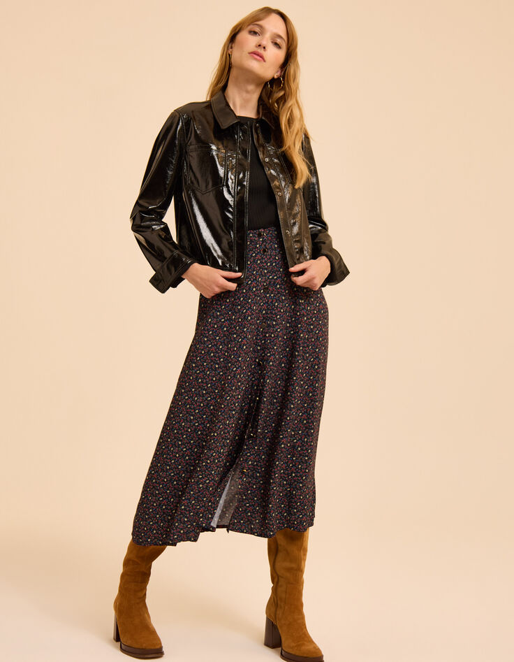 Kurze schwarze Jacke Vinyl I.Code-6 Kurze schwarze Jacke Vinyl I.Code-6