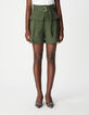 Khaki Shorts mit hoher Taille Damen-3