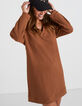 Vestido caramelo con franjas en mangas I.Code-1