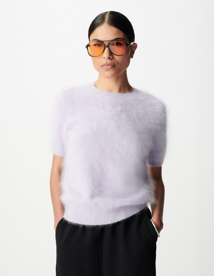 Fliederfarbener Kaschmir-Strickpullover f&uuml;r Damen-2