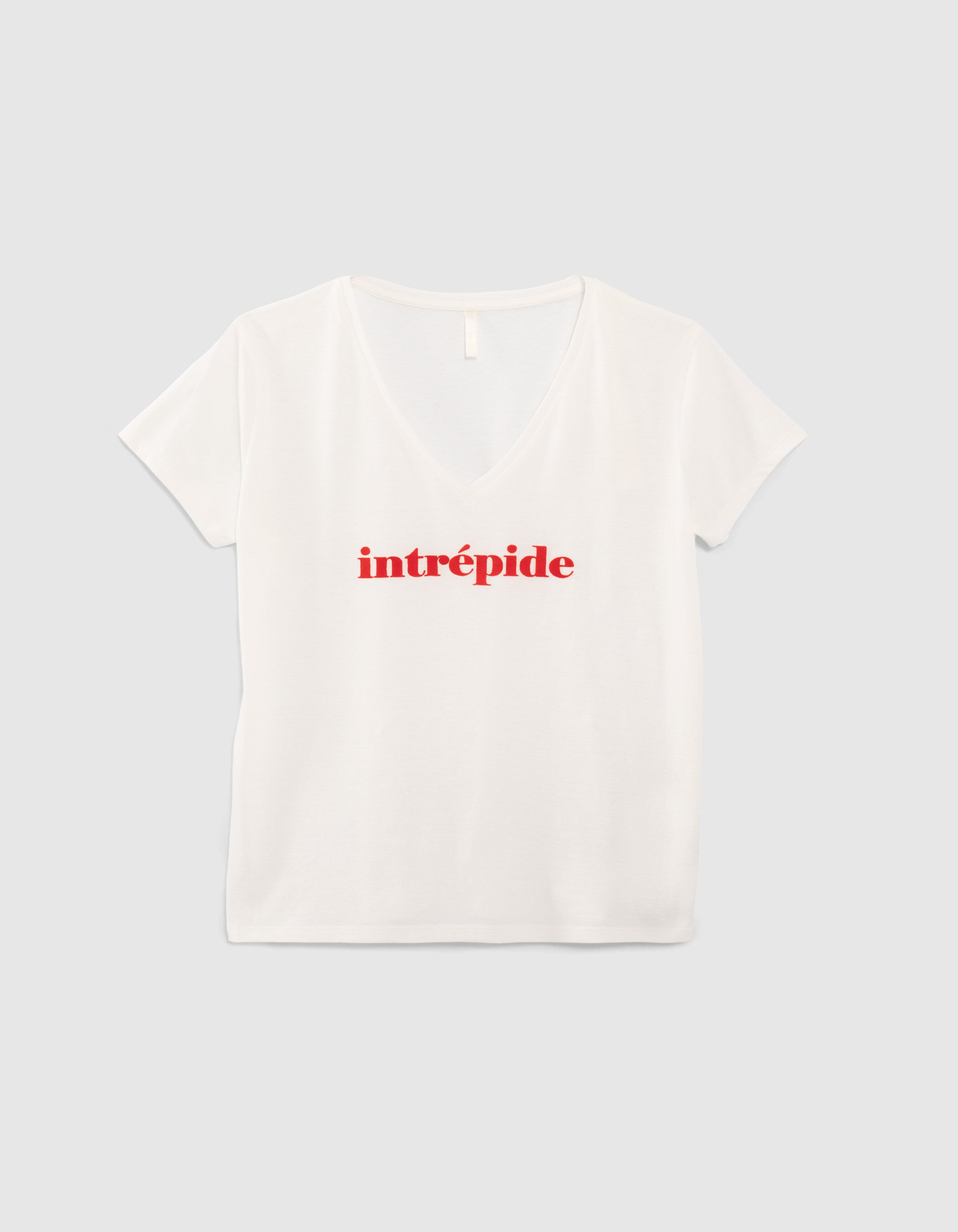 Wit T shirt V hals rode tekst I.Code