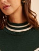 Jersey cuello chimenea verde punto rayas blancas I.Code-5 Jersey cuello chimenea verde punto rayas blancas I.Code-5