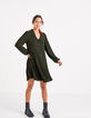 Robe chemise vert empire plissée I.Code-6