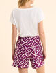 Jacquard-Shorts in Violett mit grafischem Muster von I.Code-3