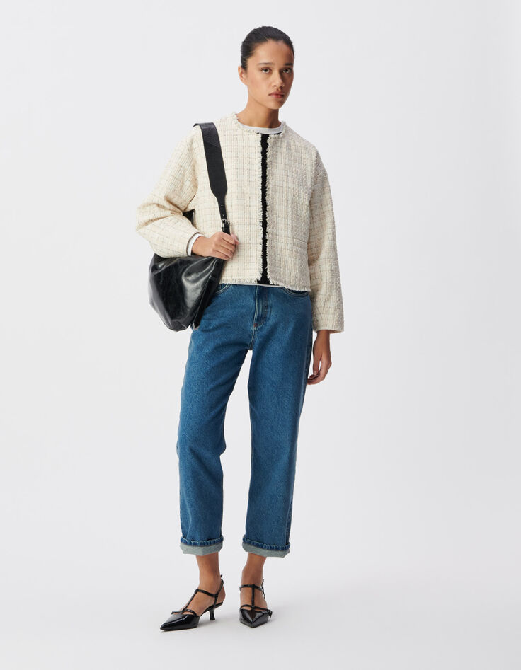 Rosa Tweedjacke in &Uuml;bergr&ouml;&szlig;e Damen-1