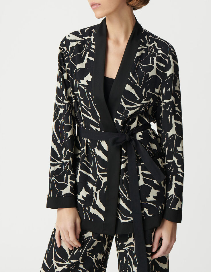 Wendejacke f&uuml;r Damen mit schwarzem Zebra-Blumenmuster-5