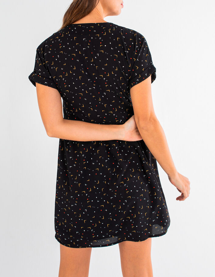 I.Code black arty minimalist print dress - I.CODE