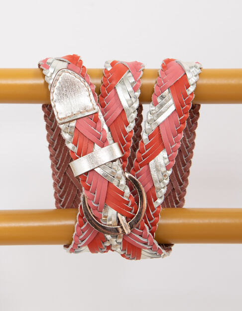I.Code red, pink, gold woven leather belt - I.CODE