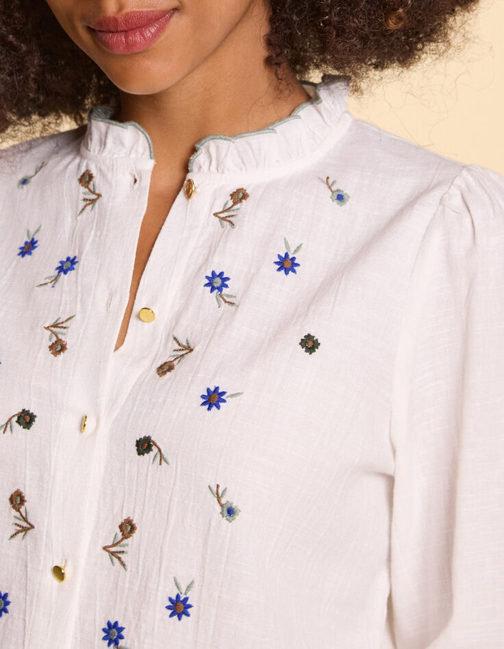 Camisa blanco roto bordados flores I.Code-3