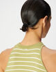 Gr&uuml;n gestreifter &auml;rmelloser Pullover f&uuml;r Frauen-5