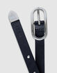 Schmaler schwarzer Lederg&uuml;rtel f&uuml;r Damen mit Metallschnalle-4