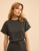 Graues Kurzarm-Top Monogrammstick I.Code-3