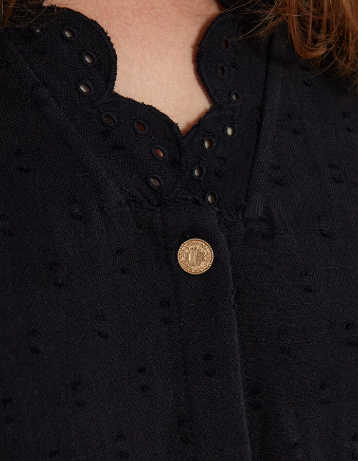 Schwarzes Kleid mit englischer Stickerei I.Code-8
