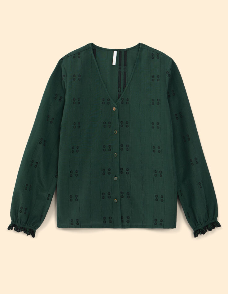 Blouse vert nuit brod&eacute;e I.Code-6