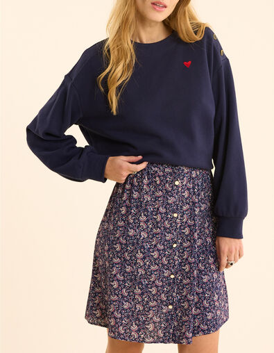 Sweat marine broderie c&oelig;ur I.Code