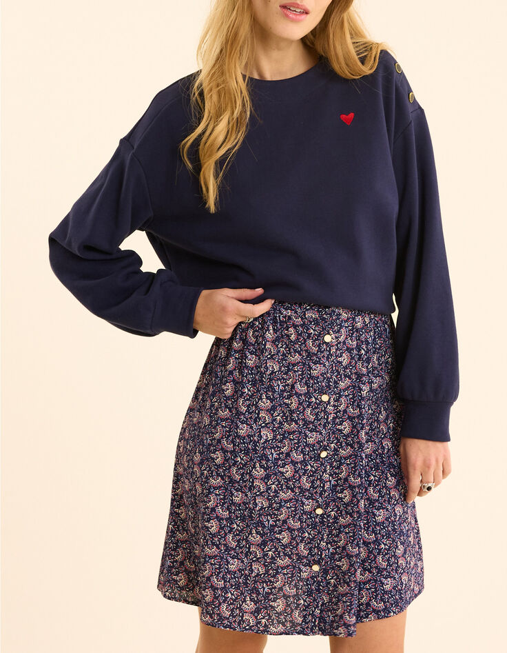 Sweat marine broderie c&oelig;ur I.Code-1