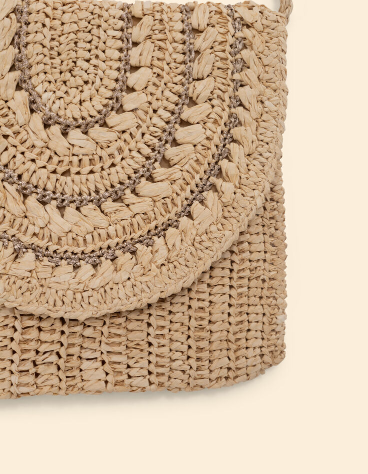 Beige Handtasche aus geflochtenem Papierstroh I.Code-4