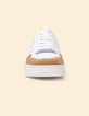Baskets blanches cuir velours parme et camel I.Code-2