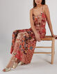 Pantalon large rose thé imprimé patchwork floral I.Code-1