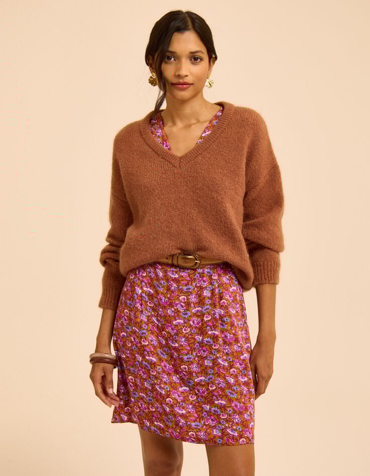 I.Code camel knit V-neck sweater Marine-1 I.Code camel knit V-neck sweater Marine-1