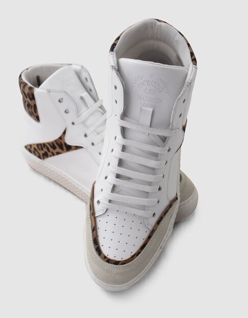 Sneakers hautes blanc, gris, motif léopard I.Code