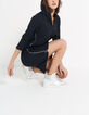 Marine tricot jurk met kap en ritsen opzij I.Code-1